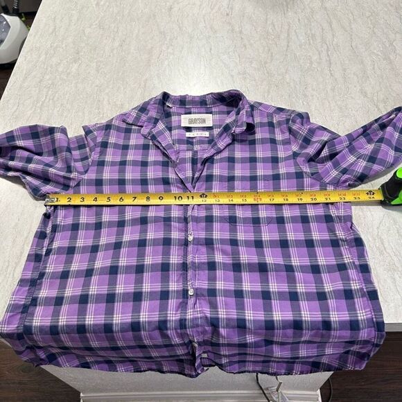 Grayson Women’s Purple Plaid The Hero Button Up Long Sleeve Shirt Size 4 (Large) - Picture 10 of 13